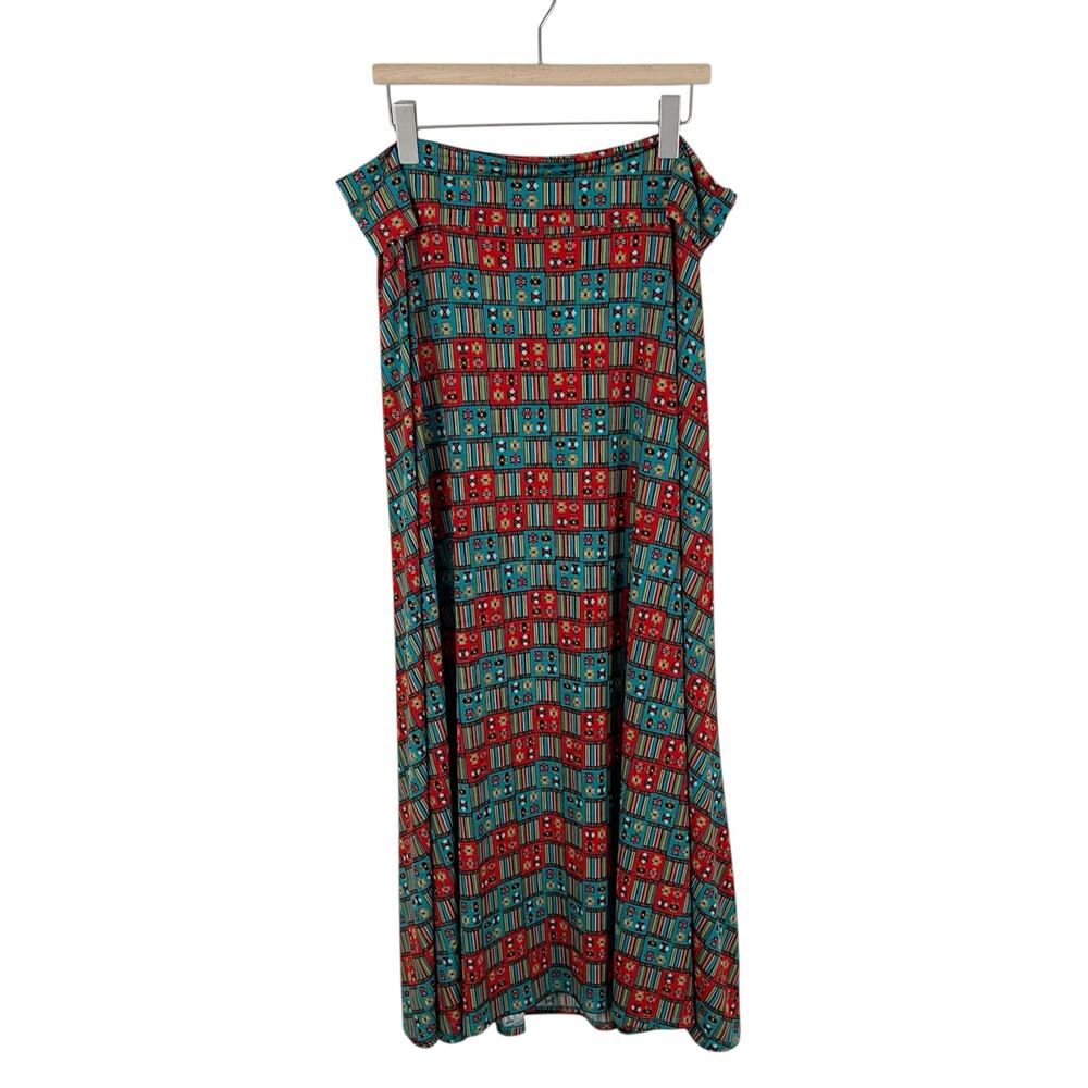 Lularoe Maxi Skirt Orange, Blue and Green Geometric Print Size XL